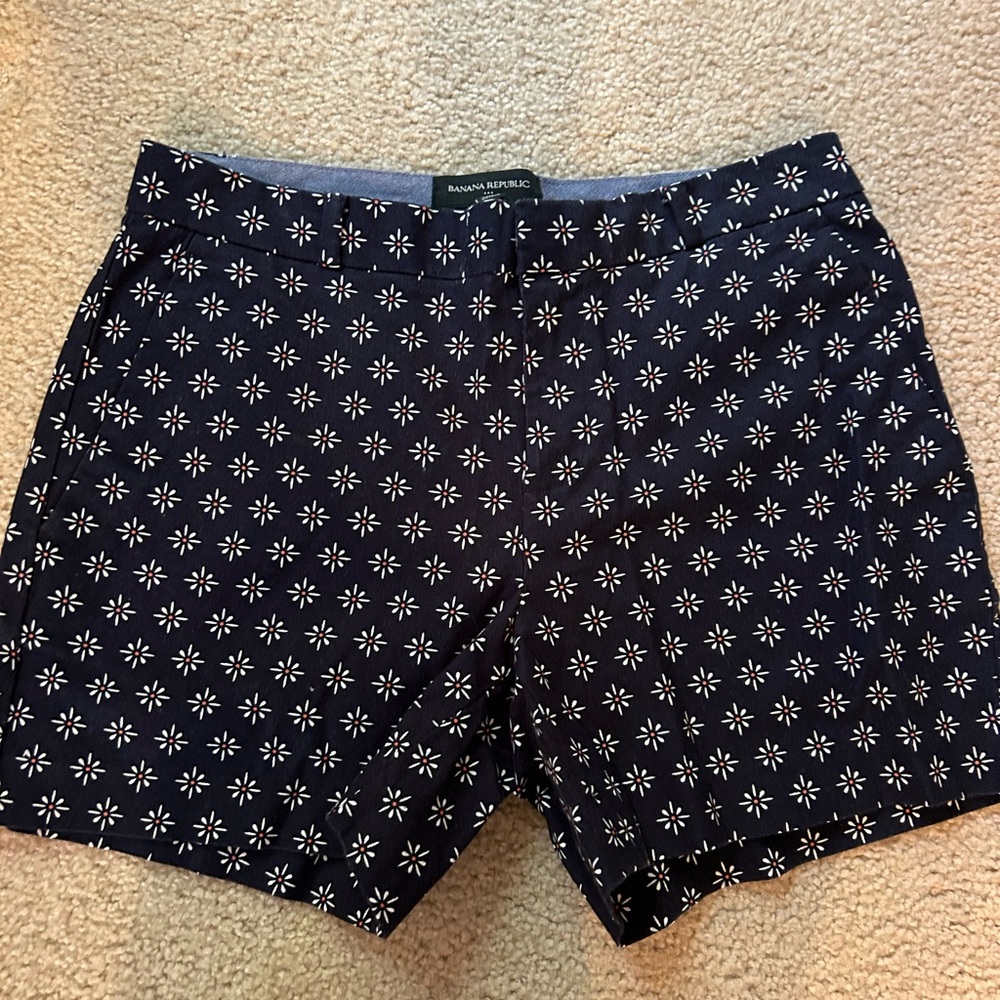 Banana Republic Dark Blue Floral Print Shorts